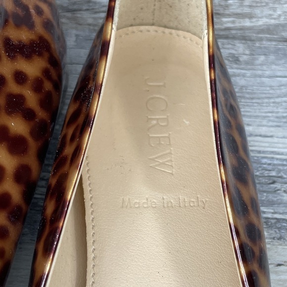 J. Crew sz 7 Tortoise Cece Patent Leather Ballet Flats Leopard Italy 49254 Sz 7 - Picture 6 of 11